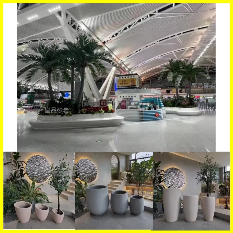 j8 Factory direct sale sandstone decorative community fiberglass flower pot sculpture Park garden landscape art flower bowl g3 full figure