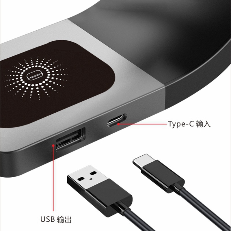 The magnetic multi-functional wireless charger is suitable for iwatch watches, mobile phones and AirPod headphones in one Specification drawing