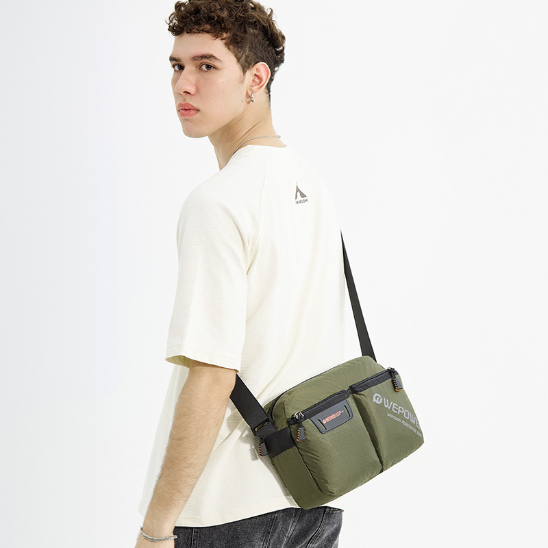 WEPOWER's new casual men's single-shoulder crossbody bag, large-capacity bag, men's bag, trendy canvas single-shoulder bag Specification drawing