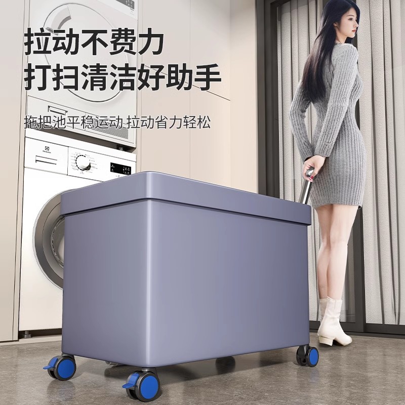 Mop sink with handrails, floor-standing movable mop sink, household balcony mop sink, toilet floor-standing sink details Picture