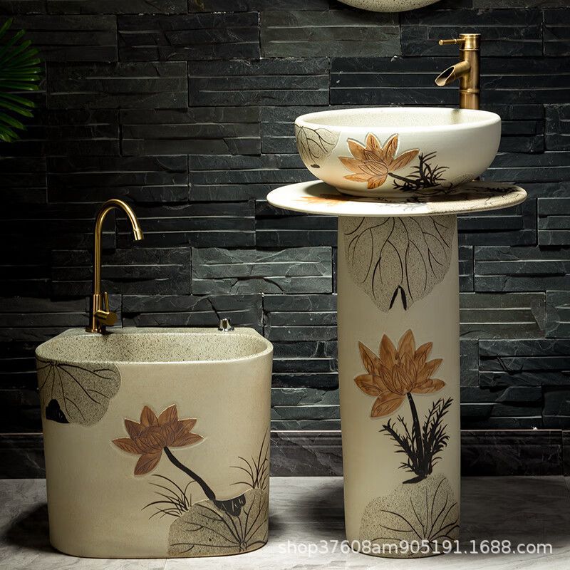 Mop pool, car wash, balcony, household mop pool, Chinese retro mop pool, courtyard integrated outdoor washing and mopping basin details Picture