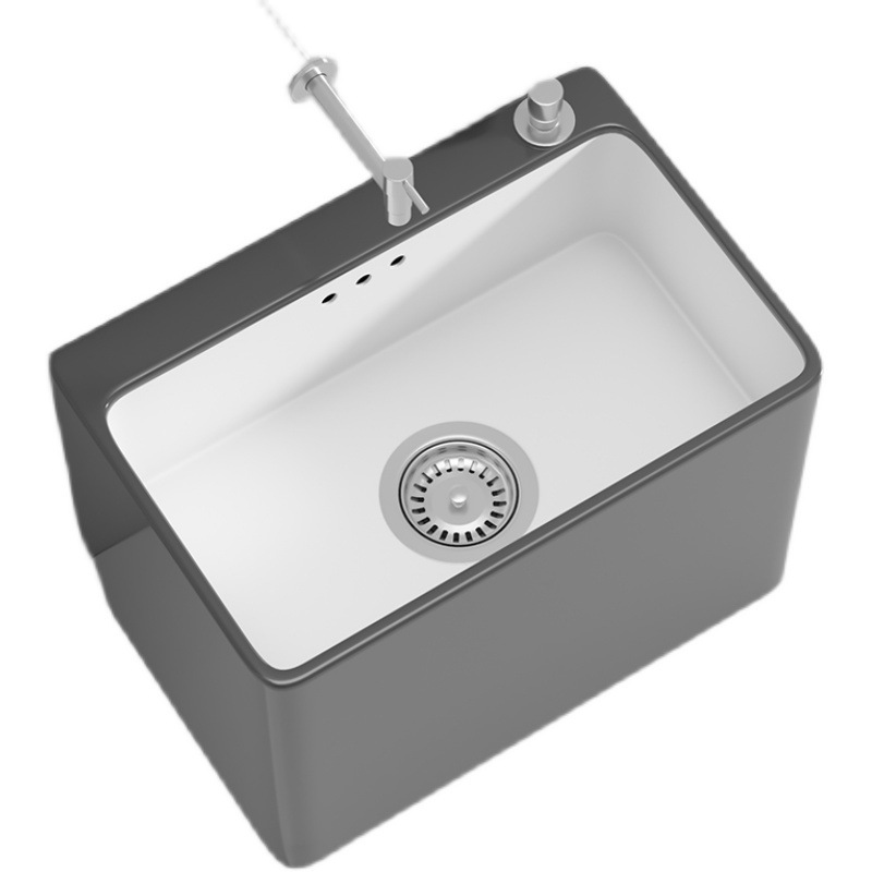 Nordic grey mop sink, home balcony bathroom, large ceramic mop sink, floor-standing small sink Item Picture