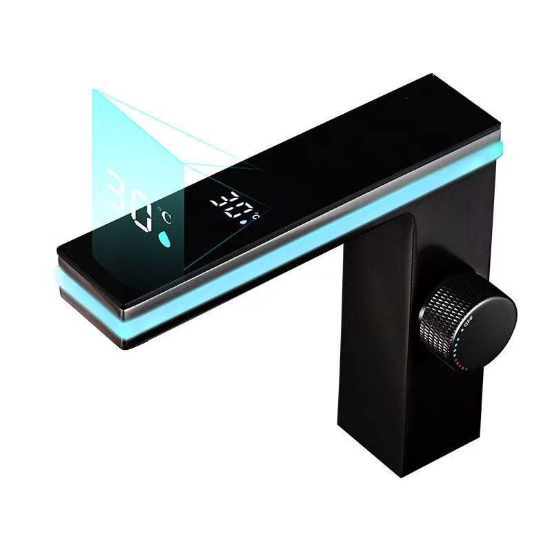 Cross-border all-copper intelligent digital display ambient light, hot and cold mixed water basin, faucet, washbasin, bathroom, toilet Item Picture