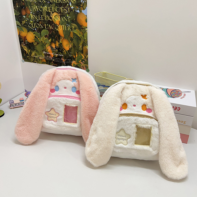 A new style of cute and sweet long-eared rabbit plush bag for Korean girls, featuring a cartoonish, soft and trendy backpack Application Scenario