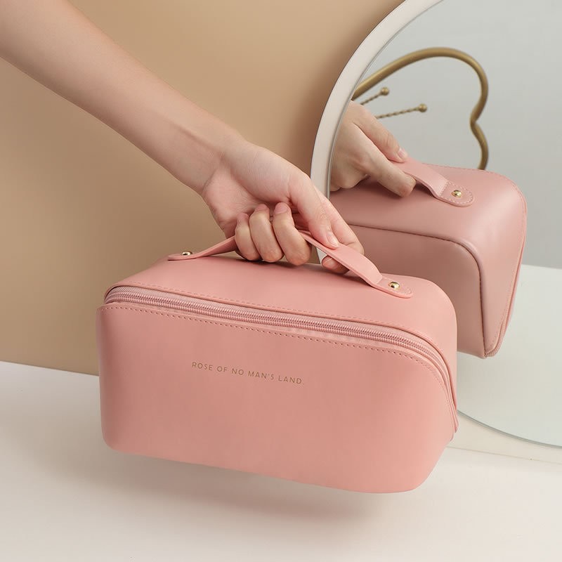 PU makeup bag with large capacity, portable, ins high-end feel, a 2025 new travel cosmetics and toiletries storage bag details Picture