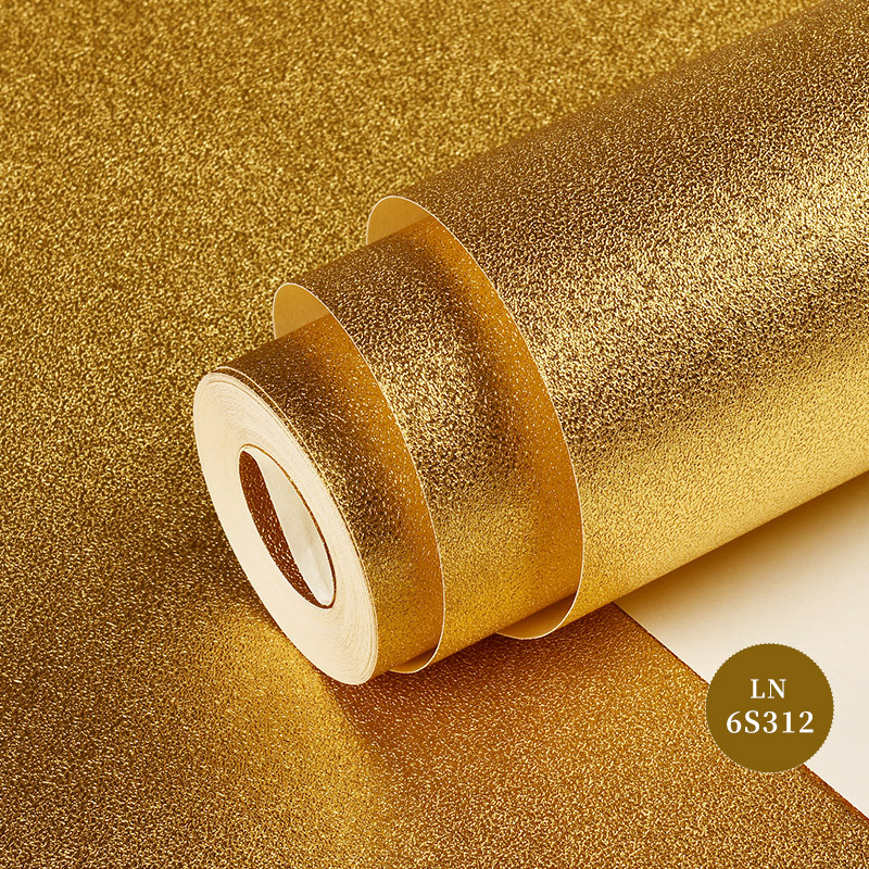 Modern and simple matte gold frosted wallpaper, gold foil ceiling, gold brushed European flower wallpaper, waterproof full figure