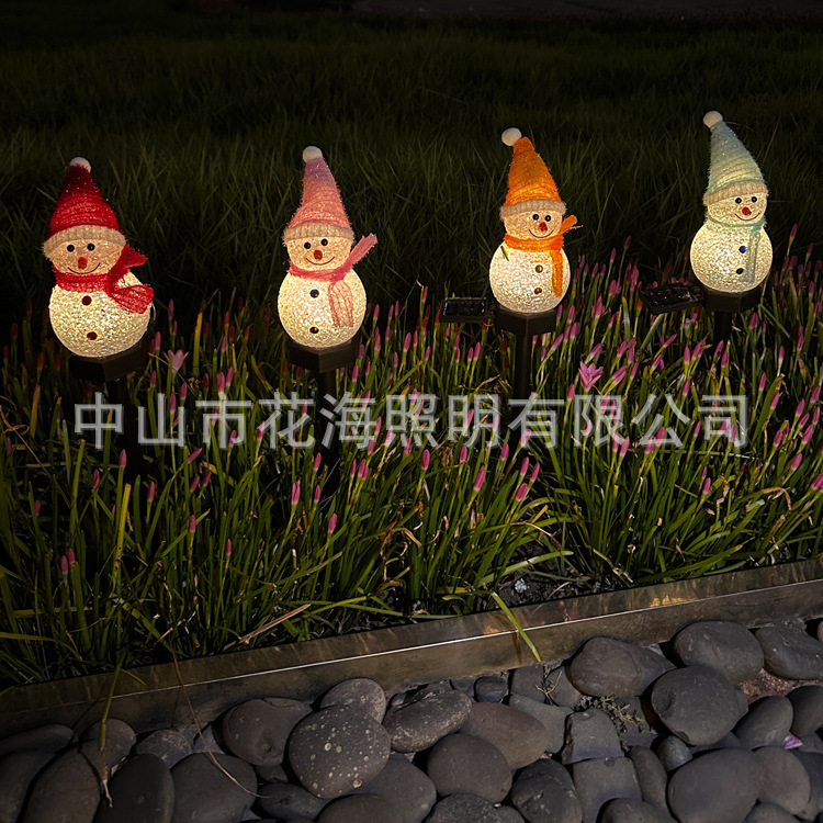 Snowman-shaped solar landscape lights, lawn lights, garden villa sets, Christmas lights, outdoor decorations, waterproof grass Specification drawing