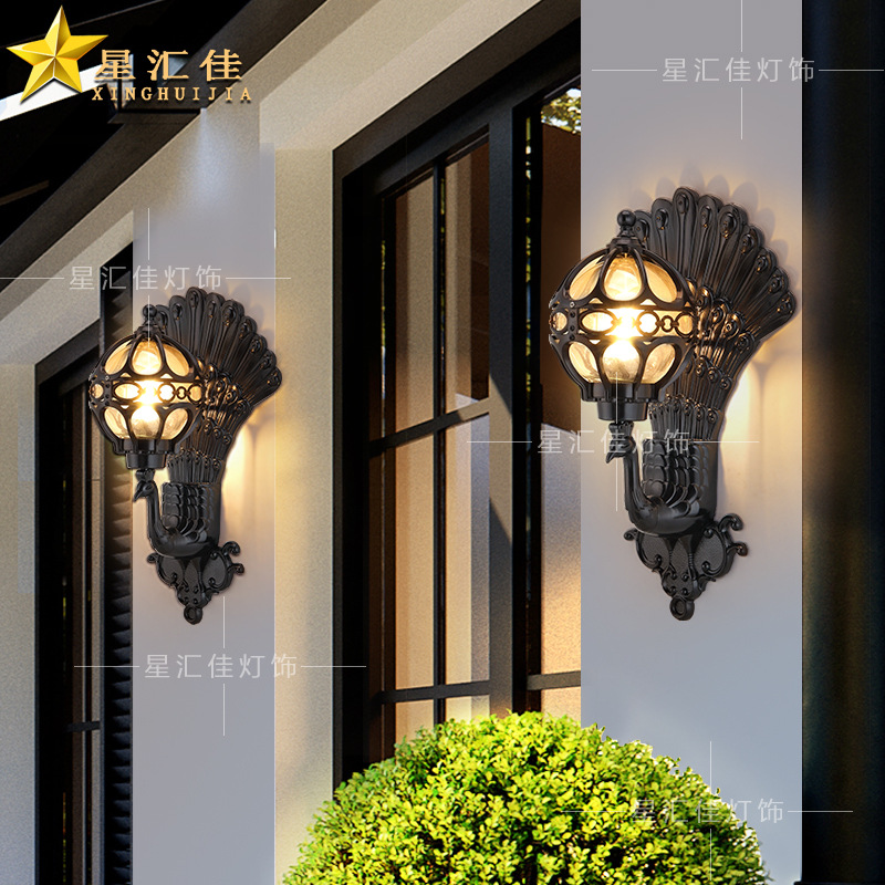 Wall lamps, courtyard outdoor waterproof, villa exterior walls, main entrance columns, balconies, outdoor courtyard walls, peacock garden lights Application Scenario