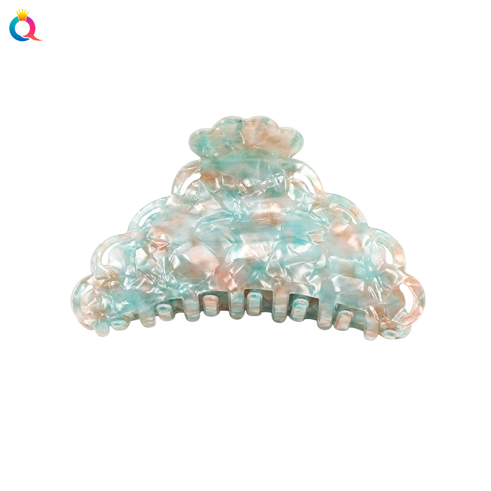 Qiyue Korean-style acetic acid hair clip, jelly color large one-piece hair clamp, fashionable and light luxury, back head plate hair clip, hair accessory for women Item Picture