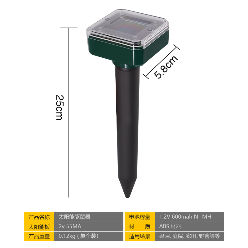 Solar-powered outdoor solar rat repellent, buzzer vibration plug-and-play rat repellent, ultrasonic snake repellent Application Scenario