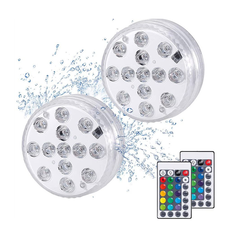 led swimming pool light, RGB wireless remote control underwater light, suction cup, double-loop knob, fish tank bottom seat light, seven-color diving light Item Picture