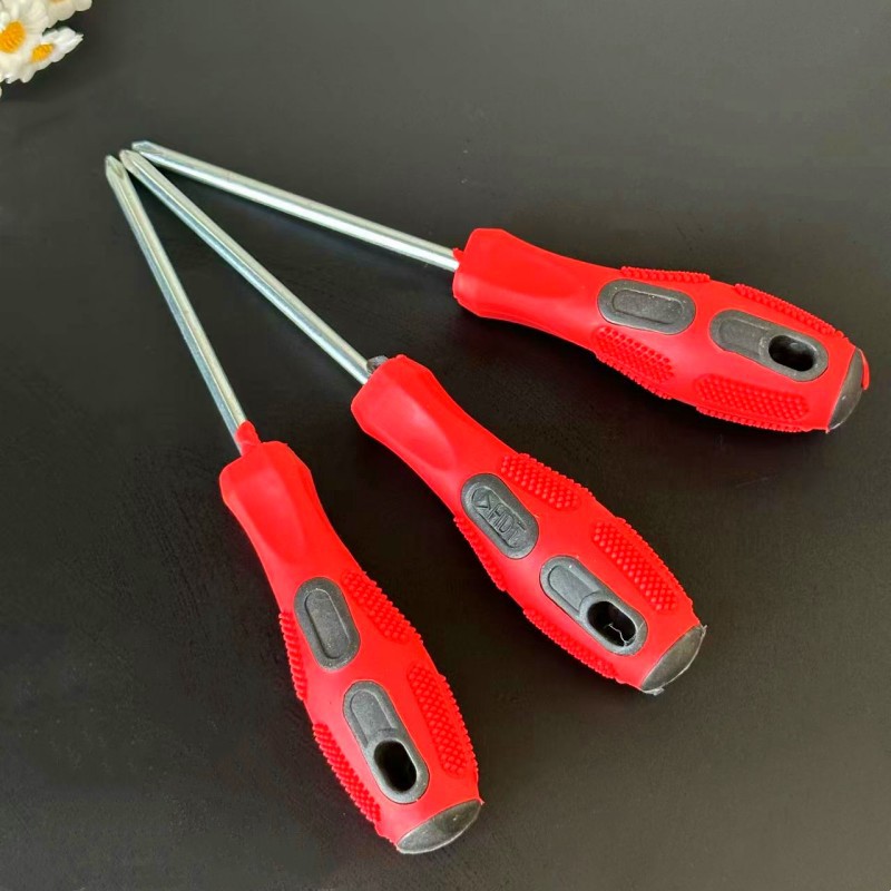 Red massage handle screwdriver, cross-head screwdriver, hardware tools, screwdriver, 1-yuan store, 2-yuan store supply Specification drawing