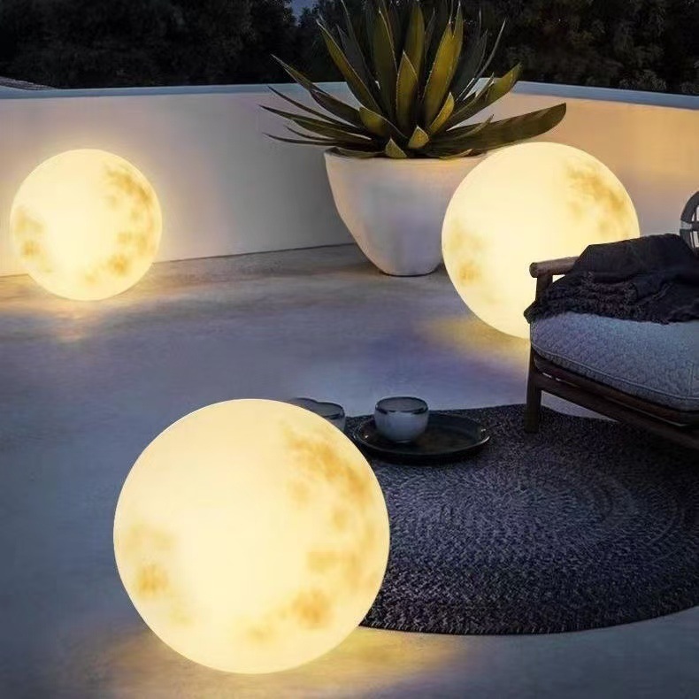 Outdoor moon lamps, floor-standing ornaments, courtyard landscaping arrangements, ambient lights, garden terraces, solar landscape lights for decoration Specification drawing