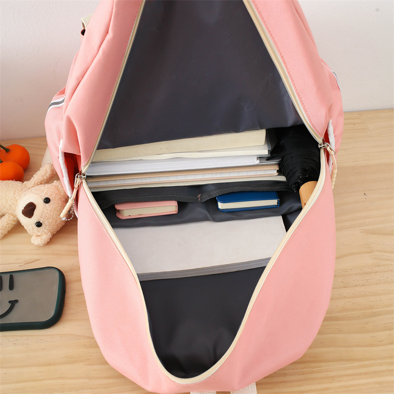 Cross-border backpack for girls, school style, primary and junior high school students, schoolbag set, Korean version, large-capacity tutorial hand-held backpack Application Scenario