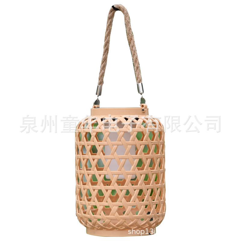 Solar lamps, Spring Festival lanterns, festival lanterns, imitation rattan woven courtyard outdoor lanterns, decorative lanterns, Chinese bamboo woven lanterns Application Scenario