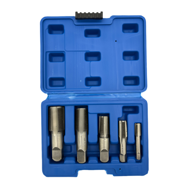 5-piece NPT tap set, pipe thread repair tool, 5-piece tap bearing steel details Picture