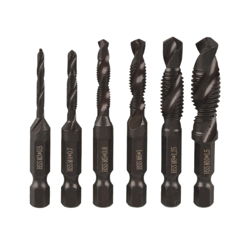 Factory direct sales of hexagonal handle machine, spiral tap, electric drill, drilling and tapping tool set, three-in-one composite tap Item Picture