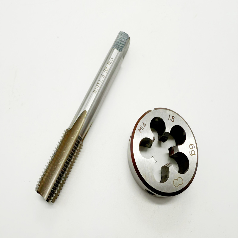 Two sets of tap and die sets, high-speed steel straight groove hand sets M8, M10*1, M14*1.5, M16, M18, M20*1.5 Specification drawing