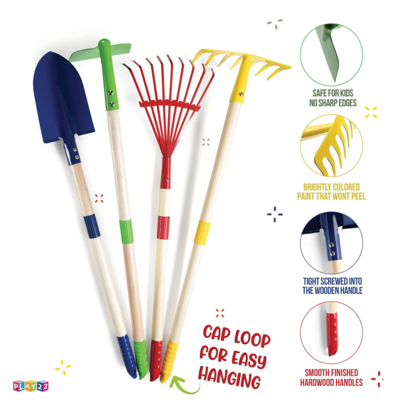 Cross-border children's garden shovels, harrows, spades, gardening, soil and sand digging, outdoor beach beachcombing tools, gardening planting full figure