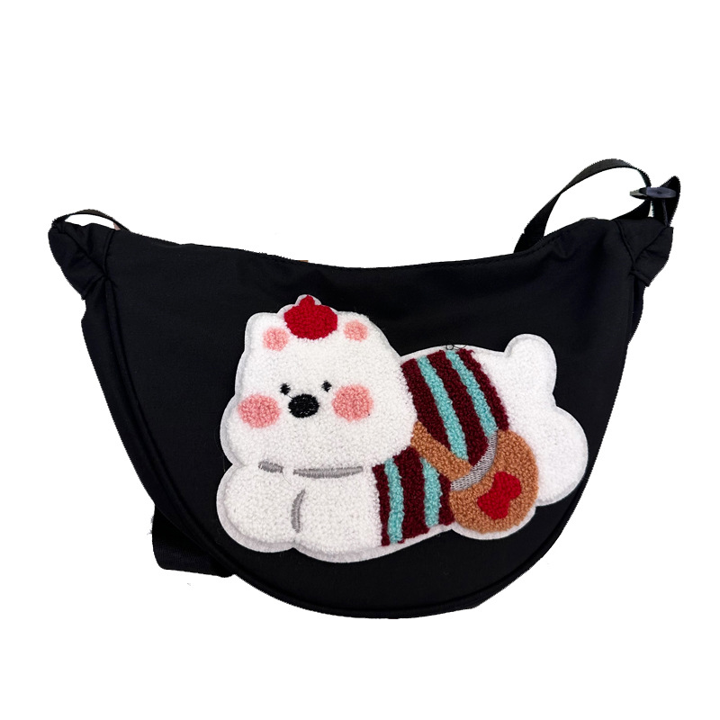A new large-capacity Japanese-style cute bear crossbody bag with a cartoonish girl style dumpling bag and a student casual crescent-shaped crossbody bag Item Picture