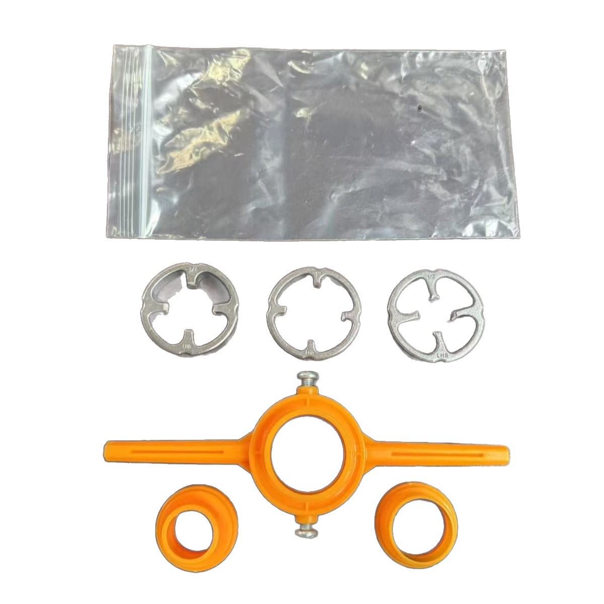 New 6-piece set of pipe thread plastic pipe set, manual easy threading, tap wrench, 4-inch, 6-inch thread Item Picture