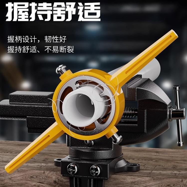 New 6-piece set of pipe thread plastic pipe set, manual easy threading, tap wrench, 4-inch, 6-inch thread Specification drawing