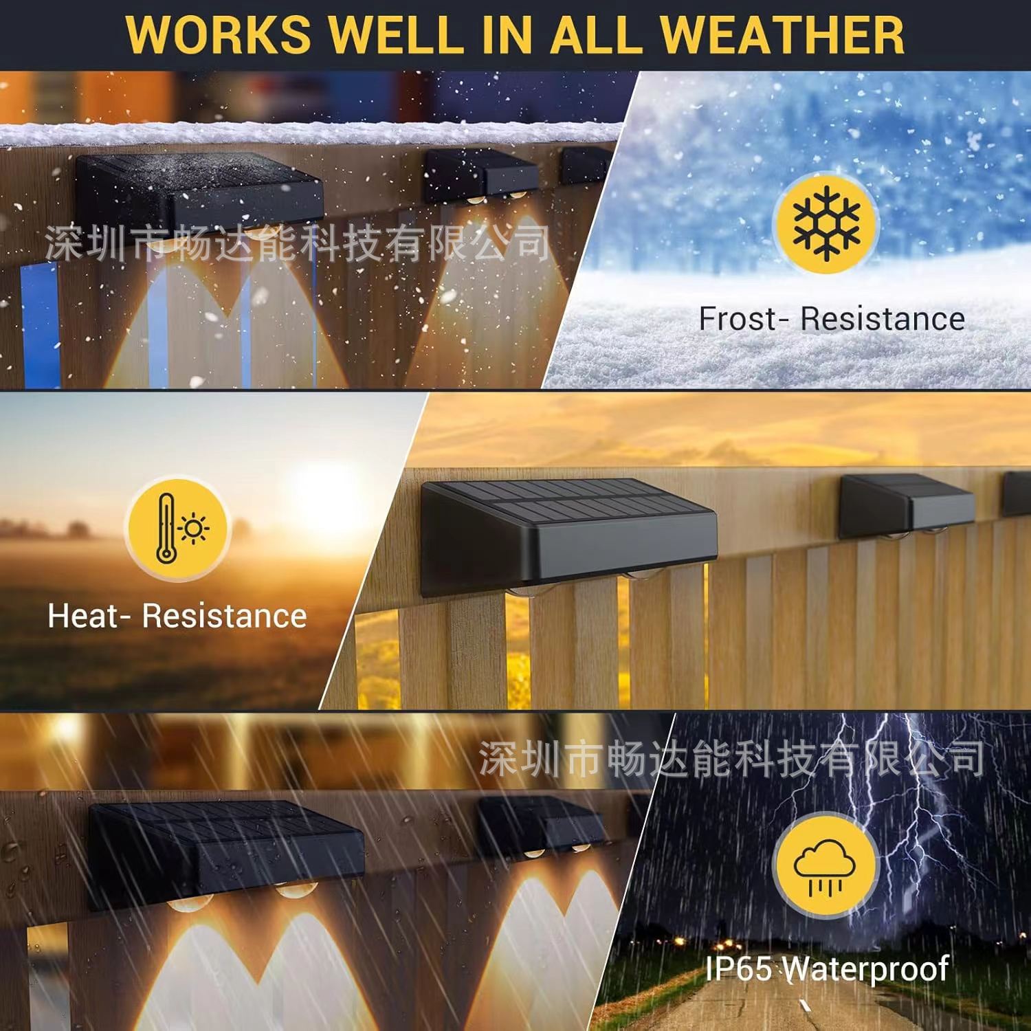 Solar-powered outdoor decorative garden lights, wall-washing lights, fence lights, spotlights, outdoor rainproof multi-mode switching Item Picture