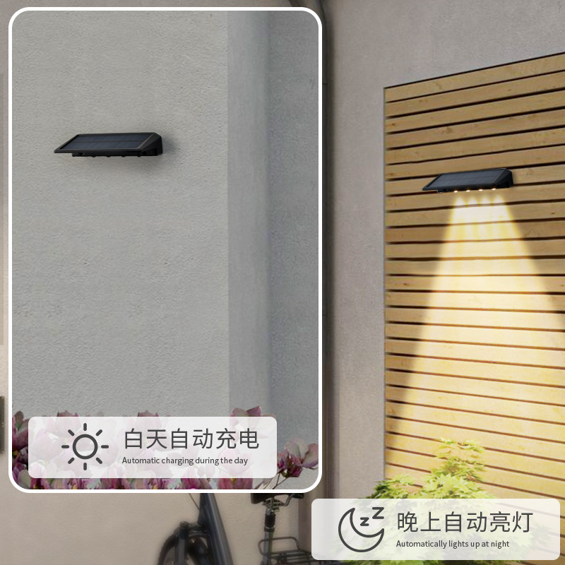 Solar-powered step lights, decorative wall lights, outdoor step lights, balcony fence lights, courtyard decorative lights, all automatically activate when it gets dark details Picture