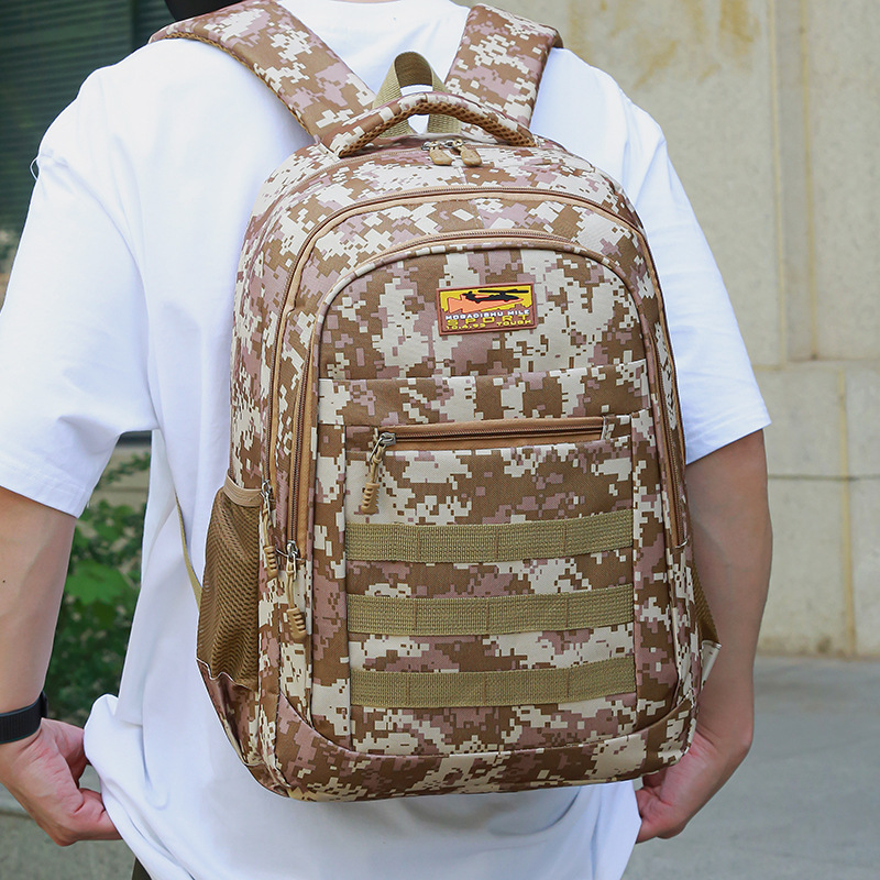 Cross-border outdoor backpacks for men, high-quality and large-capacity camouflage travel business backpacks, casual middle school schoolbags Specification drawing