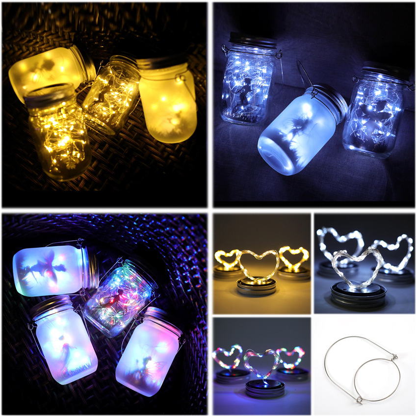 Amazon DIY frosted solar Mason bottle can light, firefly waterproof light string, fairy bottle light, garden lighting fixtures details Picture