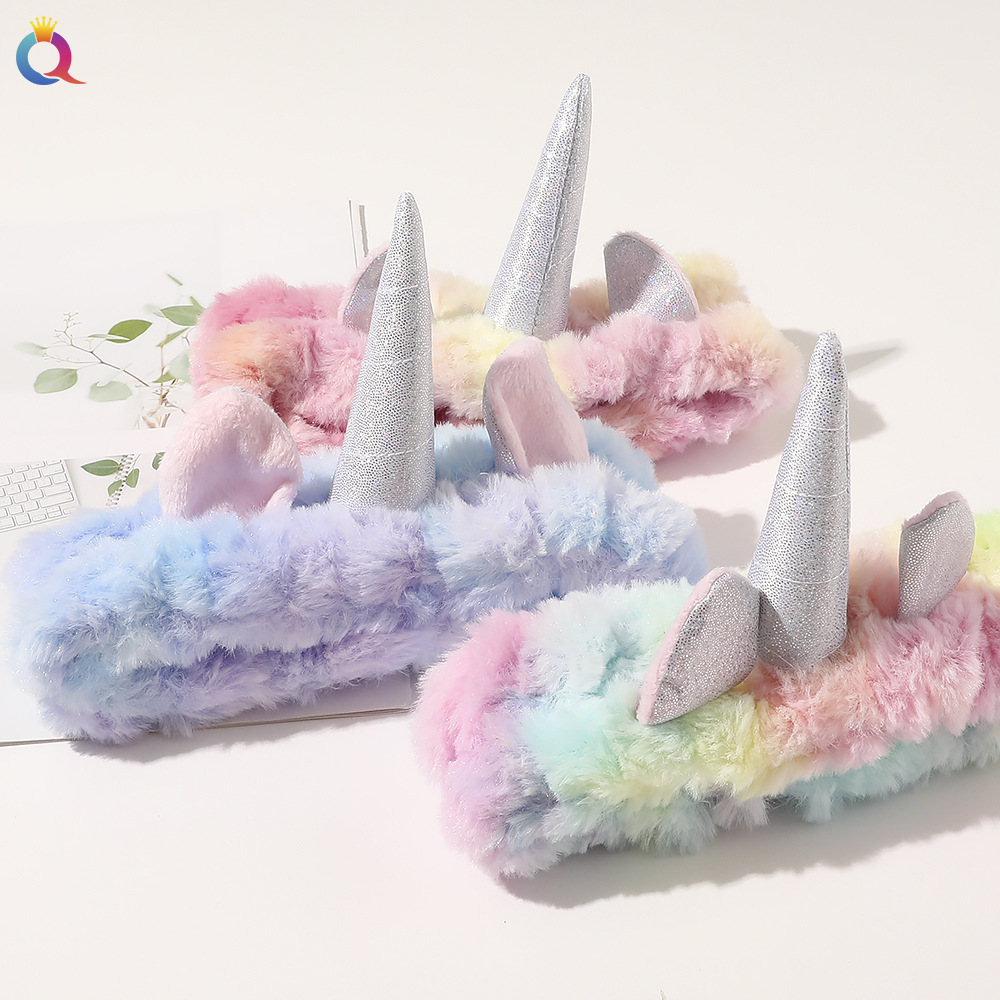 Qiyue's new Korean version ice cream color-changing unicorn hair band, cute face mask, hair band, hair band and headband for girls details Picture