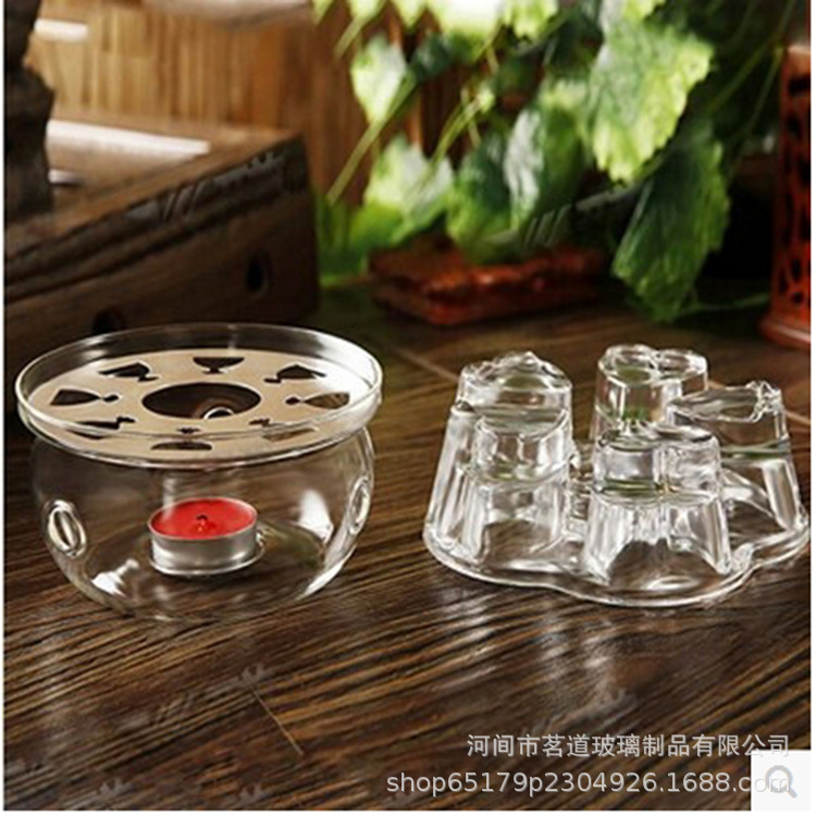 Round heater, insulated base, flower teapot, tea warmer, tea set accessories, glass cup, water cup, transparent and colorless Application Scenario