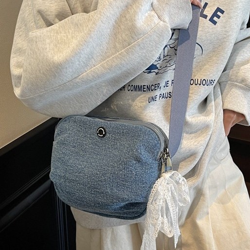 Women's canvas small bag Casual women's casual single-shoulder crossbody bag 2025 new multi-layer mobile phone bag lightweight crossbody bag Specification drawing