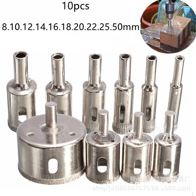 Supply 10pcs and 15pcs sets of electroplated glass drill bits and diamond glass hole openers Application Scenario