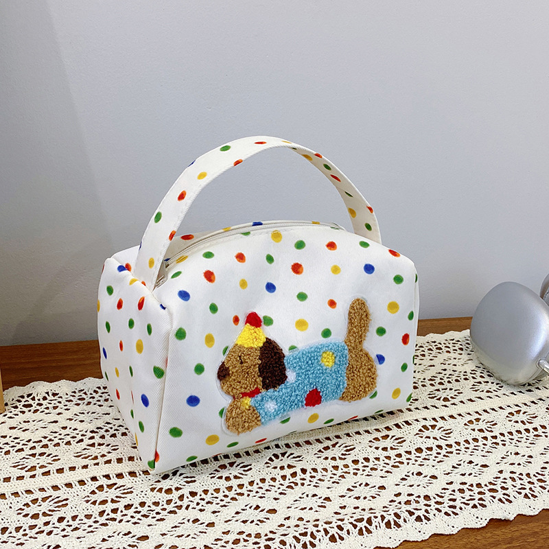 Colorful Polka Dot Dachshund handbag 2025 New style high-end large-capacity portable travel storage bag Specification drawing