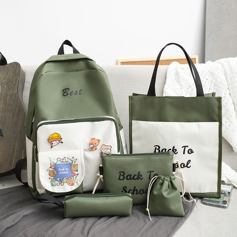 A new Korean-style cute and fresh schoolbag for girls, a five-piece set of backpacks for junior high school students, custom-made Application Scenario