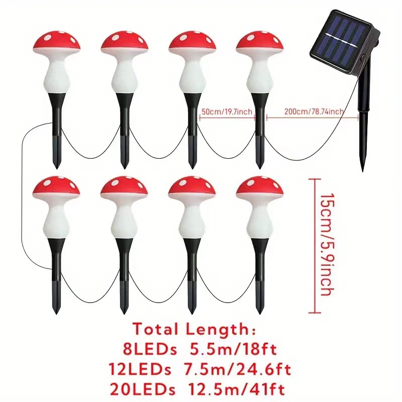 New cross-border ground-mounted mushroom lamp, outdoor LED solar mushroom lamp, courtyard outdoor garden waterproof decorative lamp Item Picture