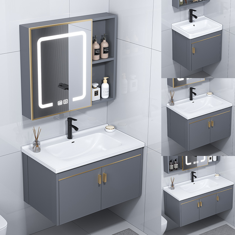 Wall-mounted bathroom cabinet, combined bathroom, ceramic washbasin, household small-sized washbasin, household wall-mounted washbasin full figure