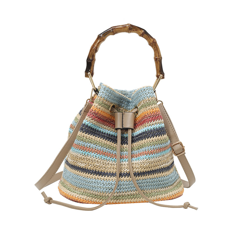 This summer, a new trendy women's woven bag catches the eye with its fashionable hand-held straw woven bag and versatile single-shoulder crossbody bag Item Picture