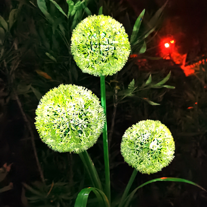 Cross-border outdoor solar flower lanterns, dandelion lamps, 3LED scallion balls, courtyard simulation flower beds, lawn insertion lights, landscape flowers Specification drawing