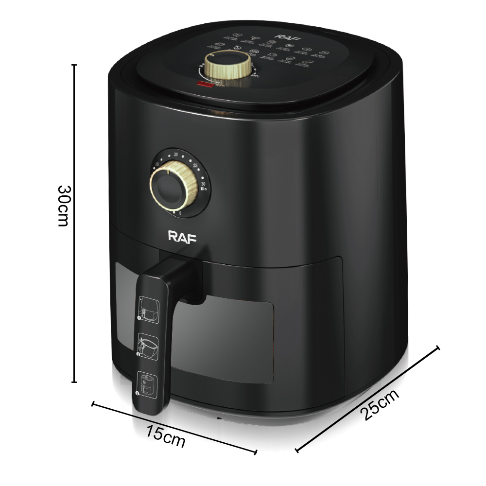 RAF Cross-border European standard visual air fryer, smoke-free, multi-functional household large-capacity French fries machine, multi-functional 4L details Picture