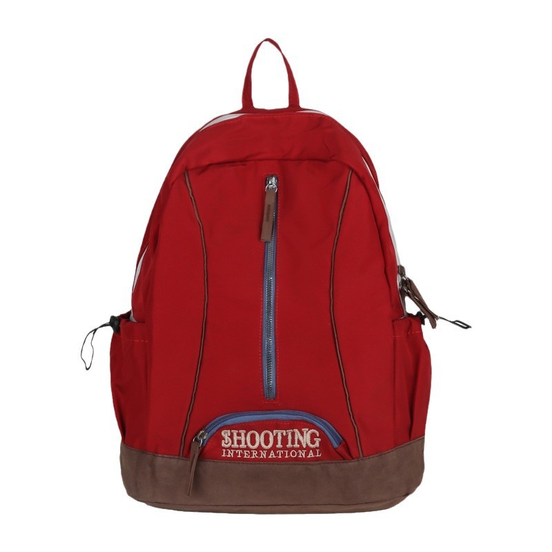 American retro embroidered backpack for women, new large-capacity Korean style ins color-blocking fashionable backpack, college student bag Item Picture