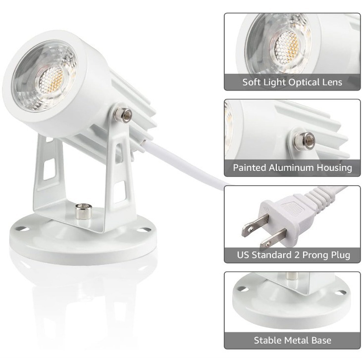 White wide-voltage USB interface 3W and 5W outdoor garden lamps with adjustable light and color, timer, charger and foot pedal switch details Picture