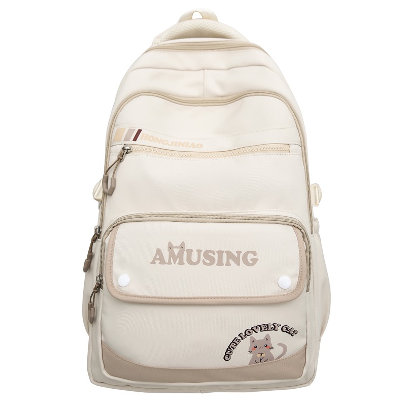 New minimalist backpack, trendy retro college style, high school and junior high school student schoolbag, large-capacity travel computer backpack Item Picture