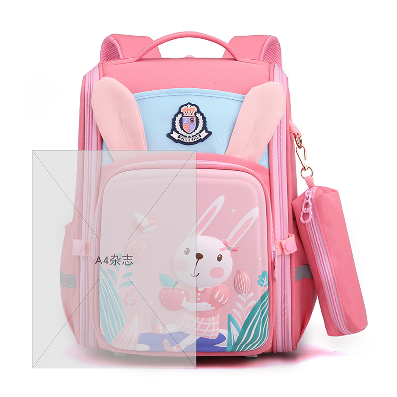 Schoolbag for primary school girls from grades one, two, three to six, a versatile and durable cartoon children's backpack with a college style Item Picture