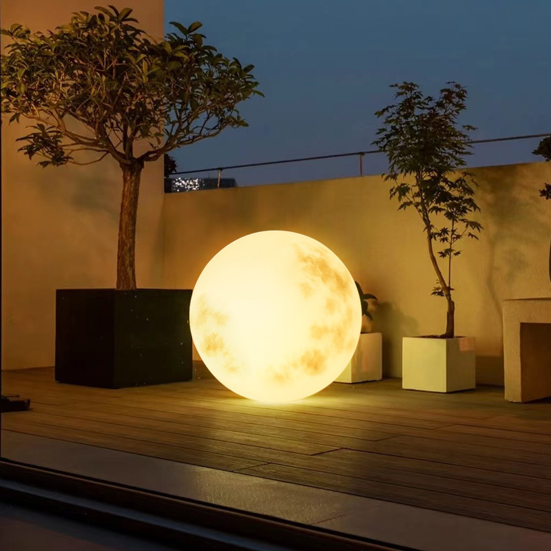 Moon lamp, outdoor solar camping atmosphere lamp, waterproof courtyard lighting decoration, moon-emitting spherical lawn lamp details Picture