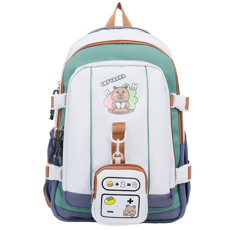 Spring 2025 new style backpack, nylon fabric backpack, high appearance level, ins Capibara bag for junior high school and primary school Item Picture