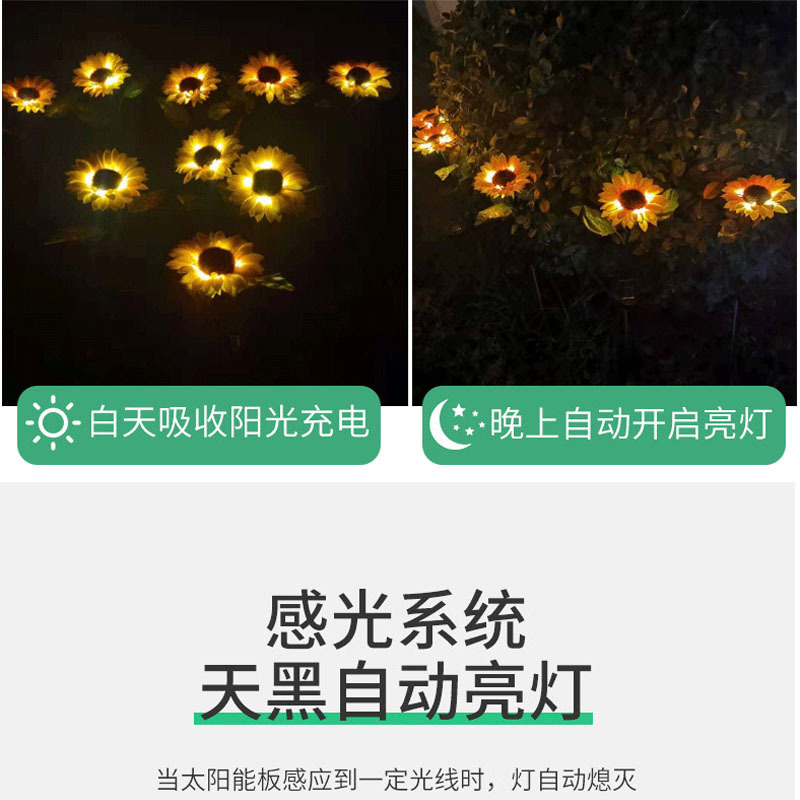 Solar simulation luminous sunflower lamps, outdoor courtyard plant landscape lamps, park ground plug-in lawn lamps wholesale fixtures Application Scenario