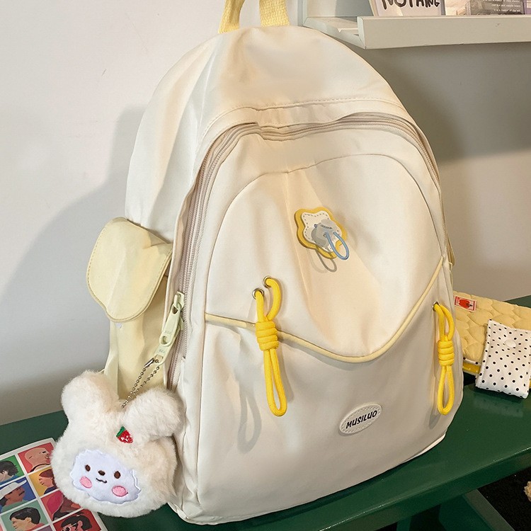Student color-blocking schoolbag, large-capacity, lightweight, college student travel girl backpack, high design sense, high appearance level, trendy backpack Specification drawing