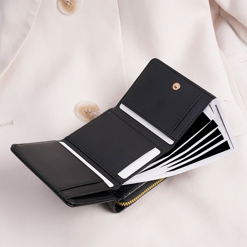 Credit card, ID card, cash wallet, ladies' wallet, small wallet, short wallet, card case, zipper wallet, multi-layer 30% off details Picture